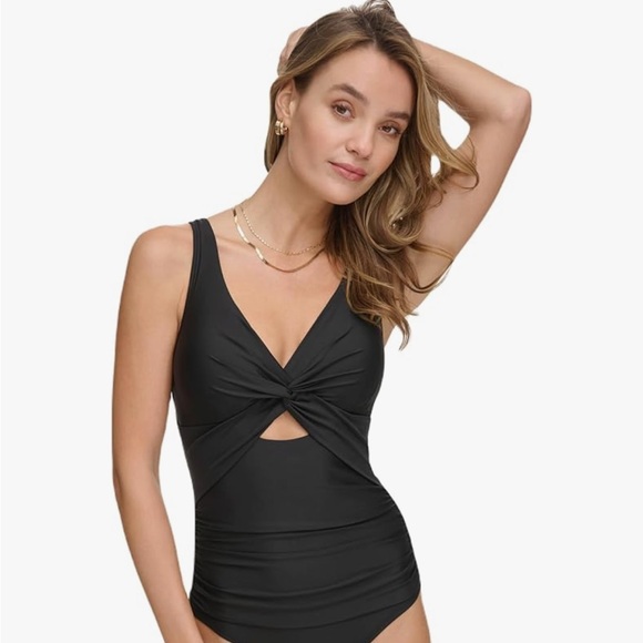 NWOT DKNY Women's Twist Tummy Control One Piece Swimsuit - Picture 2 of 8